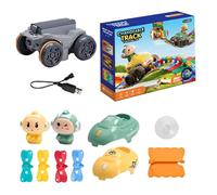Kids Car Race Track Set - Bâtiments de montagnes russes - Jouet électrique pour de 4 ans et plus - Jeu de course amusant - Jeu éducatif interactif pour les jardins d' et les filles