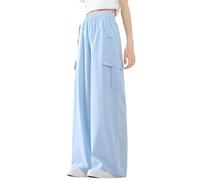 Kids Cargo Pants Quik Drying Wide Leg Baggy Trousers for Girls Casual Elastic High Waisted Drawstring Loose Fit School Trousers with Pockets Kid Cargo Sweatpants Streetwear