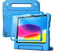 Kids Case for iPad (A16) 11th/10th Generation (2025/2022) with Built-in Screen Protector,Shockproof Protective Case Cover with Stand Handle (Blue)