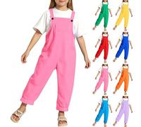 Kids Casual Baggy Overalls Girls Sleeveless Straight Wide Leg Dungarees Children Relaxed Fit Adjustable Strap Jumpsuits Fashion Trousers Spring Summer Clothes