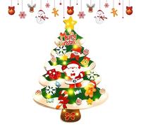 Kids Christmas Tree - 39-Inch Wall Craft Accessories with 23 Ornaments and 5-Meter Light String for Toddler Room, Classroom Indoor Decoration, Felt Interactive, Reusable Holiday Fun, Educational Play