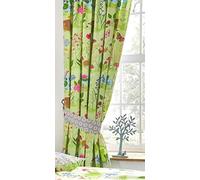 Kids Club Bluebell Woods Rideaux doublés plissés artificiels, coton Polyester, Vert, 183cm x 168cm(66"x72")