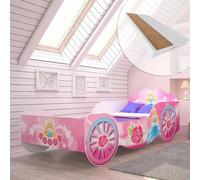 Kids Collective Carrosse Lit pour Enfant Fille 80x160 cm | 70x140 cm avec Protection Anti-Chute et Matelas | Lit de Jeu Princesse pour Enfant 80x160 cm