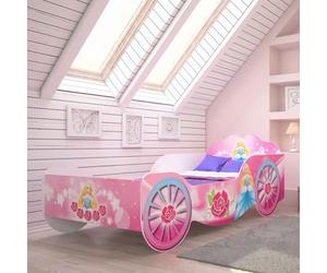 Kids Collective Carrosse Lit pour Enfant Fille 80x160 cm | 70x140 cm avec sommier | Lit de Jeu Princesse pour Enfant 80x160 cm