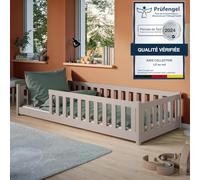 Kids Collective Lit au Sol 80 x 160 cm - Matelas Inclus - avec Protection Anti-Chute et sommier à Lattes - Lit Simple Montessori - Cachemire, Autres Tailles 90 x 200 cm, 120 x 200 cm, 140 x 200 cm