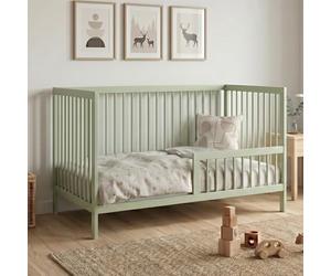 Kids Collective Lit bébé à barreaux avec Protection Anti-Chute en Bois de hêtre Robuste, lit Junior évolutif fabriqué en Europe, idéal Chambre bébé et Enfant - 60x120 cm Vert