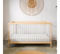 Kids Collective Lit bébé évolutif 60x120 & 70x140 cm + Matelas - Sommier 9 hauteurs, barreaux Amovibles, hêtre Massif | Naissance à 3 Ans | Naturel/Blanc