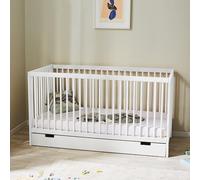 Kids Collective Lit bébé lit d'enfant lit à barreaux 70x140 réglable en Hauteur - barreaux Amovibles, avec tiroir | Bois de hêtre Blanc très Stable Made in Europe