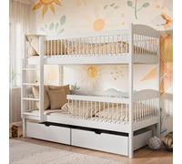 Kids Collective Lit mezzanine, pour enfant, superposé, en pin massif, 2 tiroirs, sûr et fonctionnel, tailles : 80 x 180, 90 x 190, 90 x 200 cm, 90 x 190 cm, 90 x 190 cm, du 4 au 18 ans, blanc
