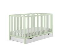 Kids Collective Lit pour bébé avec tiroir et matelas - Lit à barreaux - 60 x 120 cm et 70 x 140 cm - Réglable en hauteur et échelons amovibles - 70 x 140 cm - Bois de hêtre vert - Très stable
