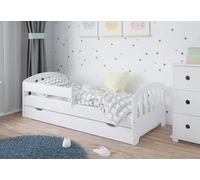 Kids Collective Lit pour enfant 80 x 160 cm, 80 x 180 cm, 90 x 200 cm, avec tiroir, protection anti-chute et sommier à lattes, blanc 90 x 200 cm, pour fille et garçon, de 4 à 18 ans