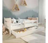 Kids Collective Lit pour enfant - 80 x 160 cm - Avec protection anti-chute et tiroir - Pin stable - 80 x 160 cm - Pour enfant et adolescent - Blanc