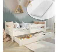 Kids Collective Lit pour enfant - 80 x 160 cm - Avec protection anti-chute, tiroir et matelas - Kit complet - 80 x 160 cm - Pour enfant et adolescent - Blanc