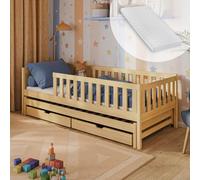 Kids Collective Lit pour enfant 90 x 200 cm avec lit gigogne 2 tiroirs, protection anti-chute, sommier à lattes et matelas pour enfant - Autres tailles : 80 x 160, 80 x 180, 90 x 190 cm - 90 x 200 cm