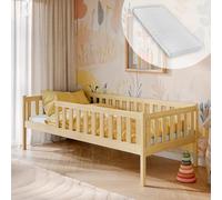 Kids Collective Lit pour enfant avec protection anti-chute, sommier à lattes et matelas, sûr et stable | Autres tailles : 80 x 160, 80 x 180, 90 x 200 cm, 90 x 190 cm du 4 à 13 ans, naturel
