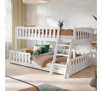 Kids Collective Lit superposé 90x200/120x200 Enfants et Ados avec échelle, barrière de sécurité et sommiers Inclus, Blanc, idéal de 4 à 16 Ans
