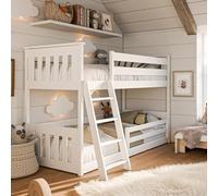 Kids Collective Lit superposé 90x200 cm avec Protection Contre Les Chutes,; Deux sommiers à Lattes en Blanc Filles garçons lit Enfant lit Adolescent 200x90 cm