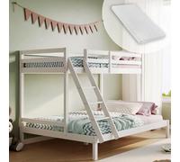 Kids Collective Lit superposé pour Enfant 90x200 | Lit d'enfant avec Grand lit 140x200 cm en Bas, certifié en 747, Stable & Robuste | 206x147x145 cm (lxpxh) | avec Matelas | Blanc