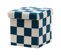 Kid's Concept Pouf avec rangement à carreaux Bleu-vert. 30x30 cm