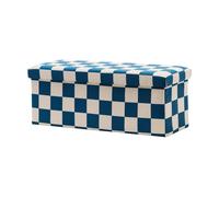 Kid's Concept Pouf avec rangement à carreaux Bleu-vert. 80x30x30 cm