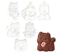 Kids Cookies Cutters - 6 Pieces Cute Dog Design - Easy Press DIY Molds | Funny Animal Shape Cookie Cutters Sandwich Fruit Cake Decorations Home Kitchen Party Holiday Christmas