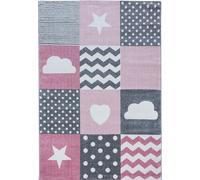 Kids Des Merveilles tapis chambre d'enfant poils ras rectangle 200x290cm roses