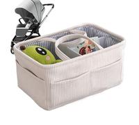 Kids Diaper Organizer - Portable Corduroy Large Tote | Nursery Organizer Diaper Bag | Large Tote With Compartments For Wipes Milk Bottle Boys Girls Home Bedside Desk Car Trunk