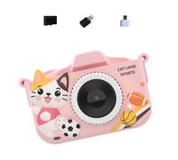 Kids Digital Camera 32G Shockproof with Lens Auto Educational Learning Games & Silicone Case Blue Children Camera