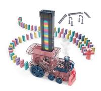 Kids Dominos Set | Jouet d'empilage de dominos de train électrique automatique avec lumières et sons | Jouet d'apprentissage STEM pour tout-petits pour filles de 3 ans et plus | Jeu de train de domin