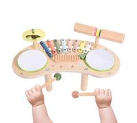 Kids Drum Set - 7-in-1 Wood Xylophone, Percussion Instrument Toy for Music Discovery, Developmental Music Station for Preschool, Daycare, Kindergarten and Home Playrooms