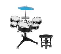 Kids Drum Set Kit Percussion Ludique Comprenant Batterie Jouet Instrument Musical Éveil Développement Coordination PP PVC Métal Adapté pour Enfants GA, Noir
