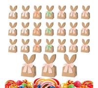 Kids Easter Bags - 24 Pieces Paper Bunny Ears | Easter Reusable Bags Candy Wrap For Kids Birthday Holiday Party Favors Treat Goodie Cookie Chocolate Cake Dessert Toy