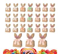 Kids Easter Bags - 24 Pieces Paper Bunny Ears | Easter Reusable Bags Candy Wrap For Kids Birthday Holiday Party Favors Treat Goodie Cookie Chocolate Cake Dessert Toy