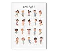 Kids Emotions Posters for Preschool Classroom Decor Social Emotional Learning SEL Educational Resources Feelings Chart for Teachers(Framed,16x24inch(40x60cm))