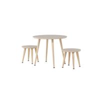 Kids ensemble pour salle à manger pour enfants 1 table, 2 tabourets whitewash.