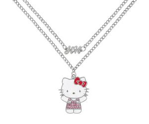 KIDS EUROSWAN Hello Kitty Ensemble collier avec pendentif en forme de dessin animé plaqué argent pour fille