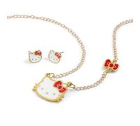 KIDS EUROSWAN Parure de bijoux Hello Kitty avec boucles d'oreilles et chaîne pour fille, one sizr, Métal, Pas de gemme