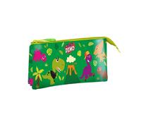 KIDS Euroswan Kids Crazy Dino Trousse scolaire 3 compartiments - Imprimée dinosaure, 100% polyester, grande capacité