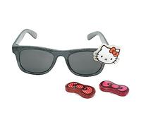 Kids Euroswan Lunettes de soleil Hello Kitty avec nœuds interchangeables, protection UV, accessoires d'été pour filles, personnages populaires de Disney à partir de 3 ans, Noir