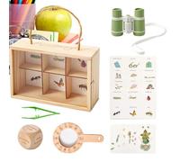 Kids Explorer Kit - Kit d'activités éducatives pour 3 ans et plus | Jumelles, loupe, pince à épiler, dés, cartes de tâche, boîte à collectionner, jouets d'aventure en plein air pour camping, parc