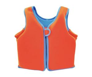 Kids Fishing Jacket Adjustable for Growth with Neoprene Fabric and High-Density EPE Foam for Swimming Beach Vacation Water Play Use(Orange,XL (7-9 Years))