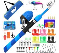 Kids Fishing Rod Set,86 Pieces Full Set Telescopic Fishing Rod And Spincast Reel With Tackle Box And Travel Bag For Boys Girls Youth Beginners
