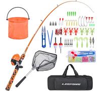 Kids Fishing Rod Set With Complete Starter Kit Portable Telescopic Fishing Rod And Spincast Reel With Fishing Net And Bucket For Boys, Girls And