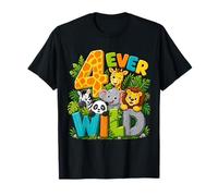 Kids Four Ever Wild 4th Birthday Safari Jungle Animal Party T-Shirt