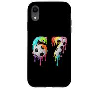 Kids Fun Meme 67 Numéro Six 6 Seven 7 Ice Cream Drips Football Coque pour iPhone XR