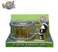 Kids Globe 1:3 2 Echelle Bœuf Chargeur Bague Set Y Compris Rond Bale Et Vache