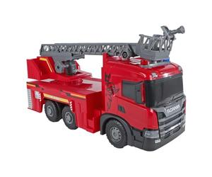 Kids Globe 2Play Scania 510423 Camion de Pompier (Rouge, avec lumière et Son, entraînement à Friction, échelle pivotante Extensible, 56 x 20 x 30 cm, pour Enfant, véhicule de Jeu, Camion de Pompiers