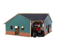 Van Manen 610339 Kids Globe By Toys World - Superbe Hangar Trapézoïdal En Bois Pour Tracteur À L'échelle 1:16.