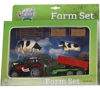 Kids Globe Ensemble de jeu de ferme Tracteur avec remorque + vaches