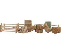 Kids Globe Farming 610253 Kit d'accessoires (avec clôtures, Boules de Foin, caisses à Pommes de Terre et palettes en Bois 1:32) Multicolore